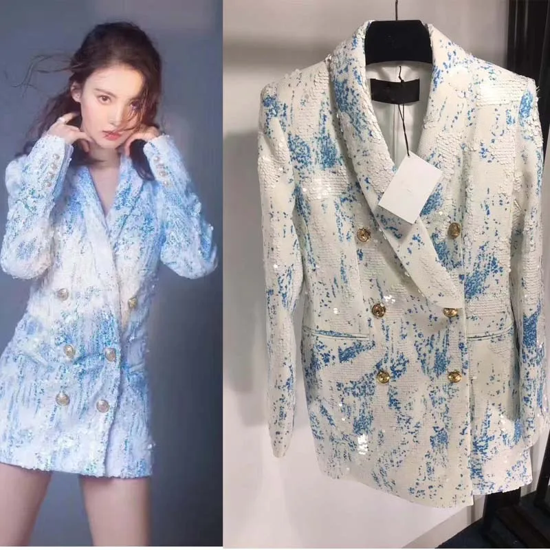 The new blazer mujer 2019 fashion sequin women's jacket temperament double breasted blazer wild silm abrigo mujer spring coat
The new blazer mujer 2019 fashion sequin women's jacket temperament double breasted blazer wild silm abrigo mujer spring coat