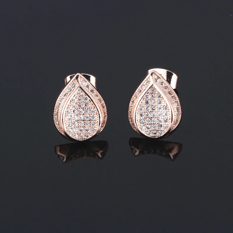 Rose or White Gold Color Full Paved Zircon Crystals Stones Teardrop Stud Bridal Earrings Luxury Vintage Jewelry for Women 2017
Rose or White Gold Color Full Paved Zircon Crystals Stones Teardrop Stud Bridal Earrings Luxury Vintage Jewelry for Women 2017