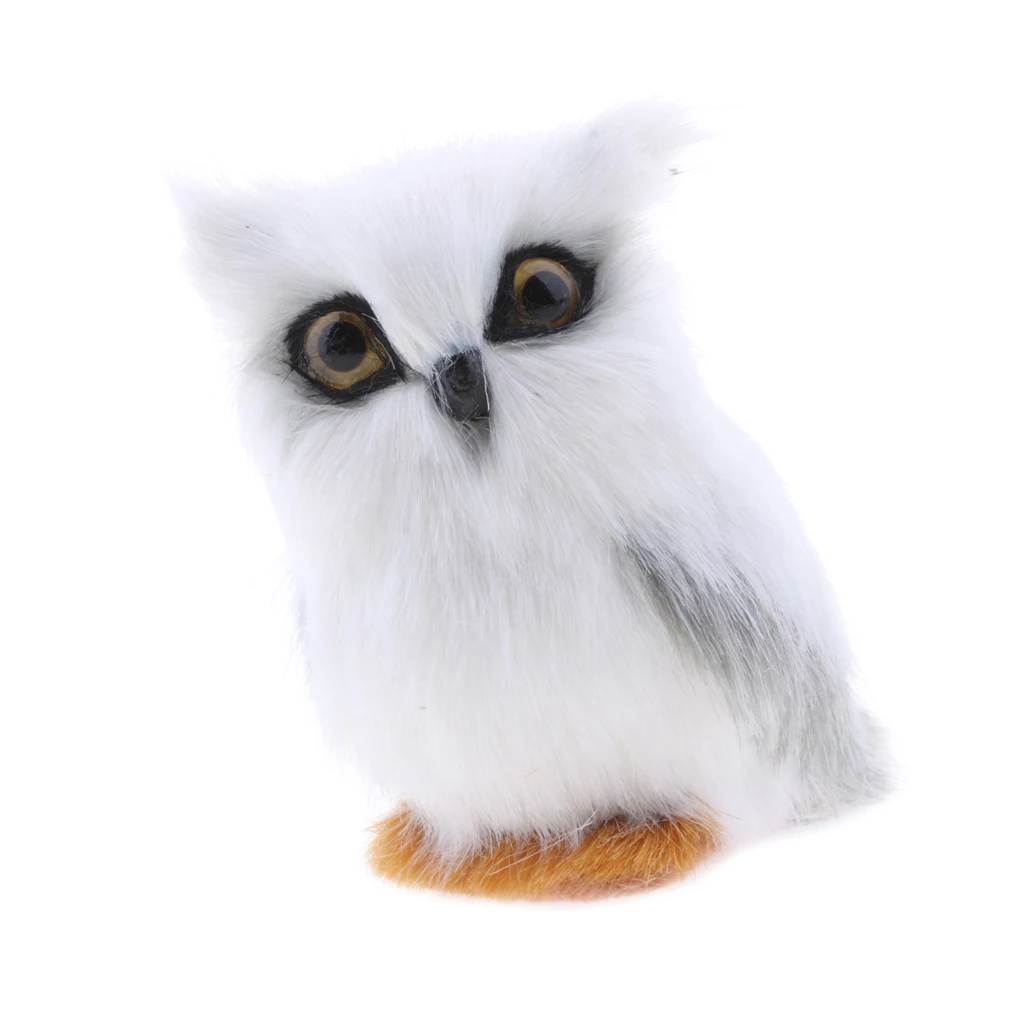 Mini Simulation Owl Animal Home Decoration Simulation Artificial Owl White