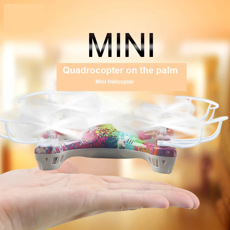 14*14*16.5cm Mini Headless RC Helicopter Remote Control Camo Quadcopter 2.4G Pocket drone one key return set high children toys 
14*14*16.5cm Mini Headless RC Helicopter Remote Control Camo Quadcopter 2.4G Pocket drone one key return set high children toys