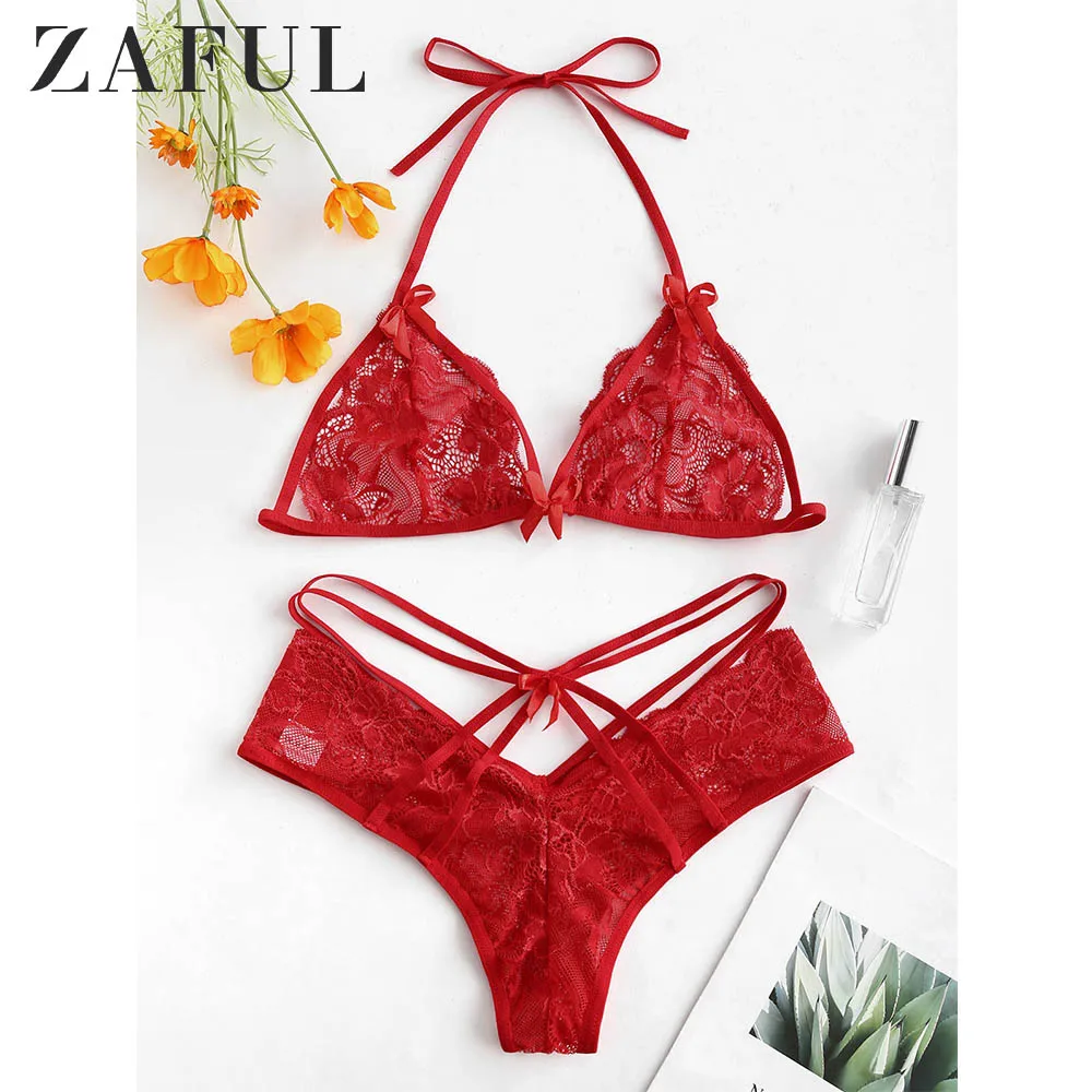 ZAFUL Strappy Halter Lace Lingerie Set Sexy Halter Bowknot Solid Color Women Set New Fashion Summer Two Piece Suit Clothing
ZAFUL Strappy Halter Lace Lingerie Set Sexy Halter Bowknot Solid Color Women Set New Fashion Summer Two Piece Suit Clothing