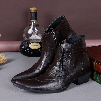 2016 men's real leather strap high-heeled ankle boots British style short boots for men coffee color pointed casual booties men
2016 men's real leather strap high-heeled ankle boots British style short boots for men coffee color pointed casual booties men