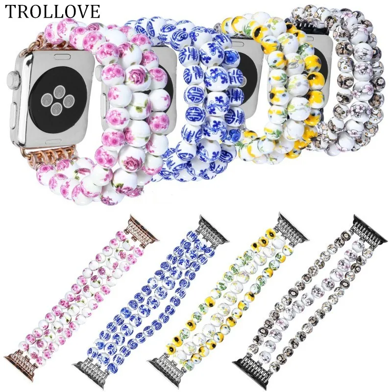 TROLLOVE Women's Flower Ceramic Beads Bracelet for Apple Watch Series 1 2 3 Band 42mm 38mm Fashion Strap Wristbands Watchband
TROLLOVE Women's Flower Ceramic Beads Bracelet for Apple Watch Series 1 2 3 Band 42mm 38mm Fashion Strap Wristbands Watchband