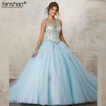 Sexy Blue Quinceanera Dresses Ball Gowns Long Blue Tulle Appliques Beaded Sweet 16 Dress
Sexy Blue Quinceanera Dresses Ball Gowns Long Blue Tulle Appliques Beaded Sweet 16 Dress