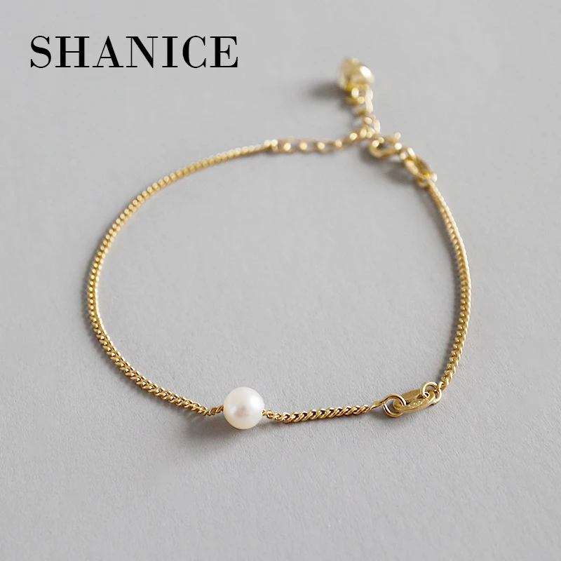 SHANICE Korean S925 sterling silver fashion temperament gold color freshwater pearl chain bracelet chain female
SHANICE Korean S925 sterling silver fashion temperament gold color freshwater pearl chain bracelet chain female