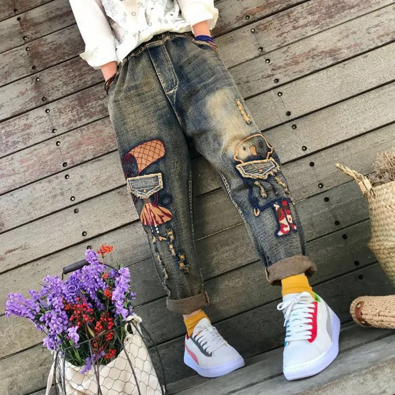 Streetwear Embroidery Harajuku Women Loose Cross Wide Baggy Crotch Harem Ripped Denim Pant Plus Size Punk Jogger Jeans Trouser
Streetwear Embroidery Harajuku Women Loose Cross Wide Baggy Crotch Harem Ripped Denim Pant Plus Size Punk Jogger Jeans Trouser