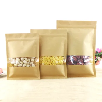 100pcs Open window kraft paper ziplock bag thick food coffee candy gift packing bag sealing pocket kitchen supplies
100pcs Open window kraft paper ziplock bag thick food coffee candy gift packing bag sealing pocket kitchen supplies