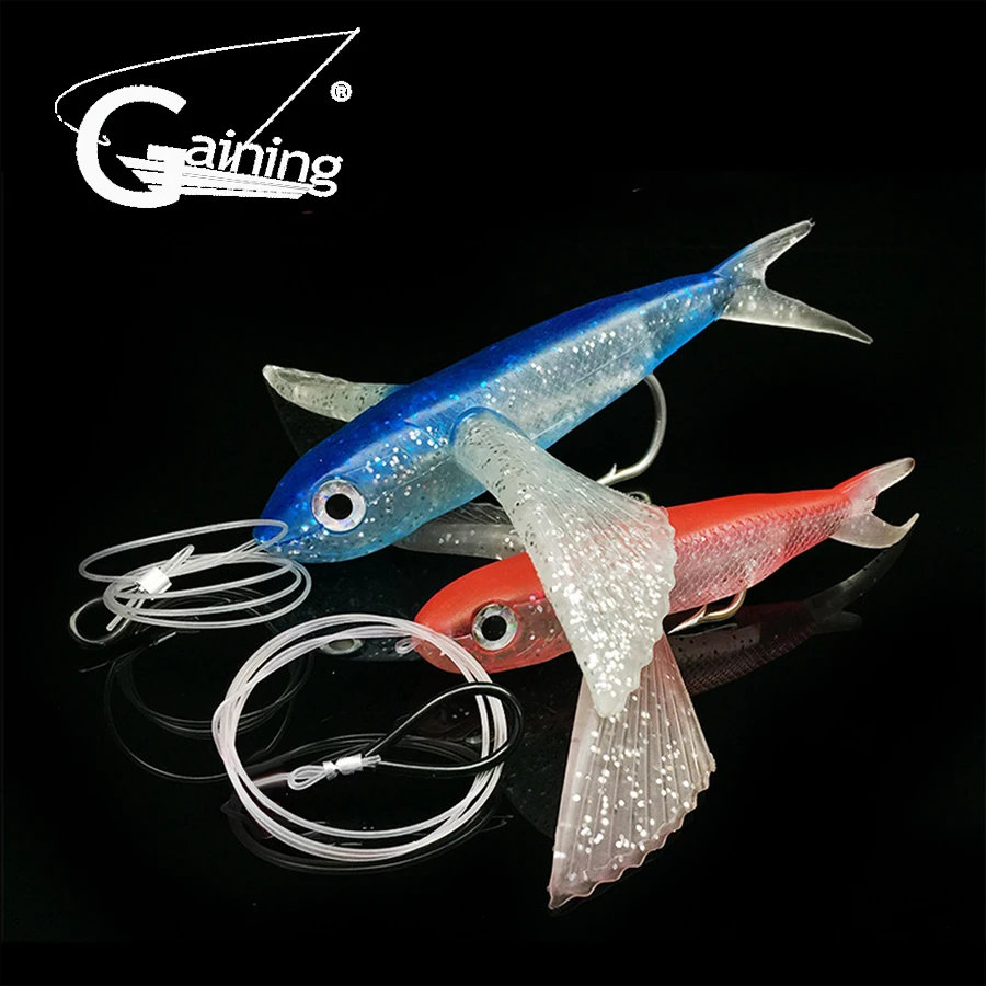 

Gaining Fishing Bait for Seawater, Flying Fish Lure, Boat Trolling, Tuna, Mackerel, Soft Baits, Fishing Accessories