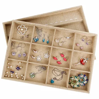 12/24 Grid Sackcloth Stackable Jewelry Tray Necklace Bracelet Earrings Ring Display Showcase Organizer Carrying Cases
12/24 Grid Sackcloth Stackable Jewelry Tray Necklace Bracelet Earrings Ring Display Showcase Organizer Carrying Cases