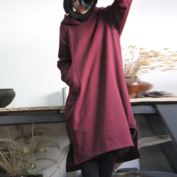 SCUWLINEN 2019 Autumn Winter Dress Vintage Cotton Fleece Pullover Thickening Hooded All-match Loose Dress Women Casual Robe W16
SCUWLINEN 2019 Autumn Winter Dress Vintage Cotton Fleece Pullover Thickening Hooded All-match Loose Dress Women Casual Robe W16