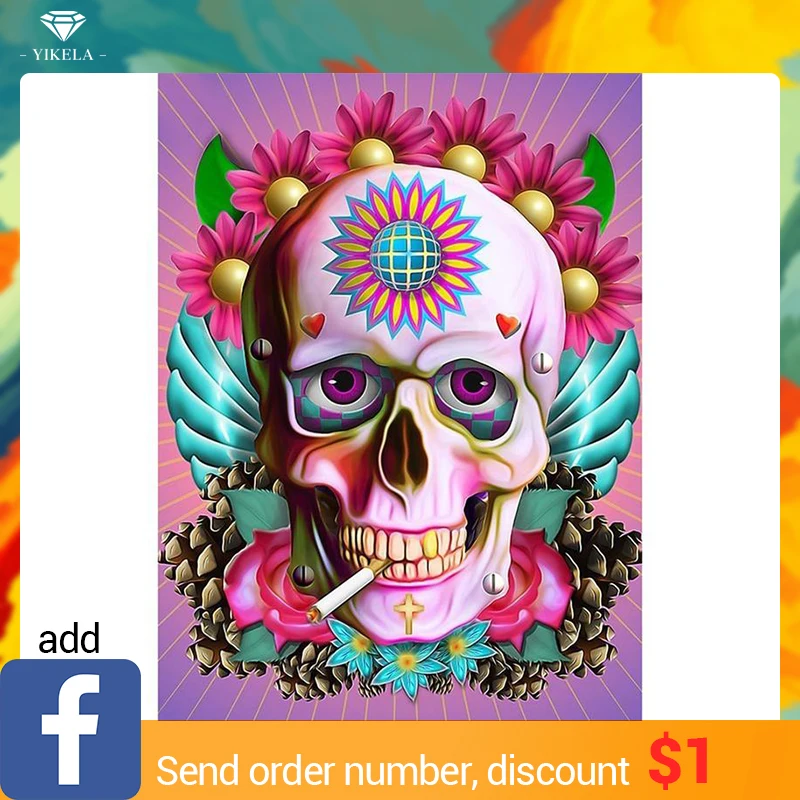 YIKELA Full Square DIY 5D Diamond Painting Skull Picture Of Rhinestone Mosaic Flower Diamond Embroidery Home Decor Gifts Custom
YIKELA Full Square DIY 5D Diamond Painting Skull Picture Of Rhinestone Mosaic Flower Diamond Embroidery Home Decor Gifts Custom
