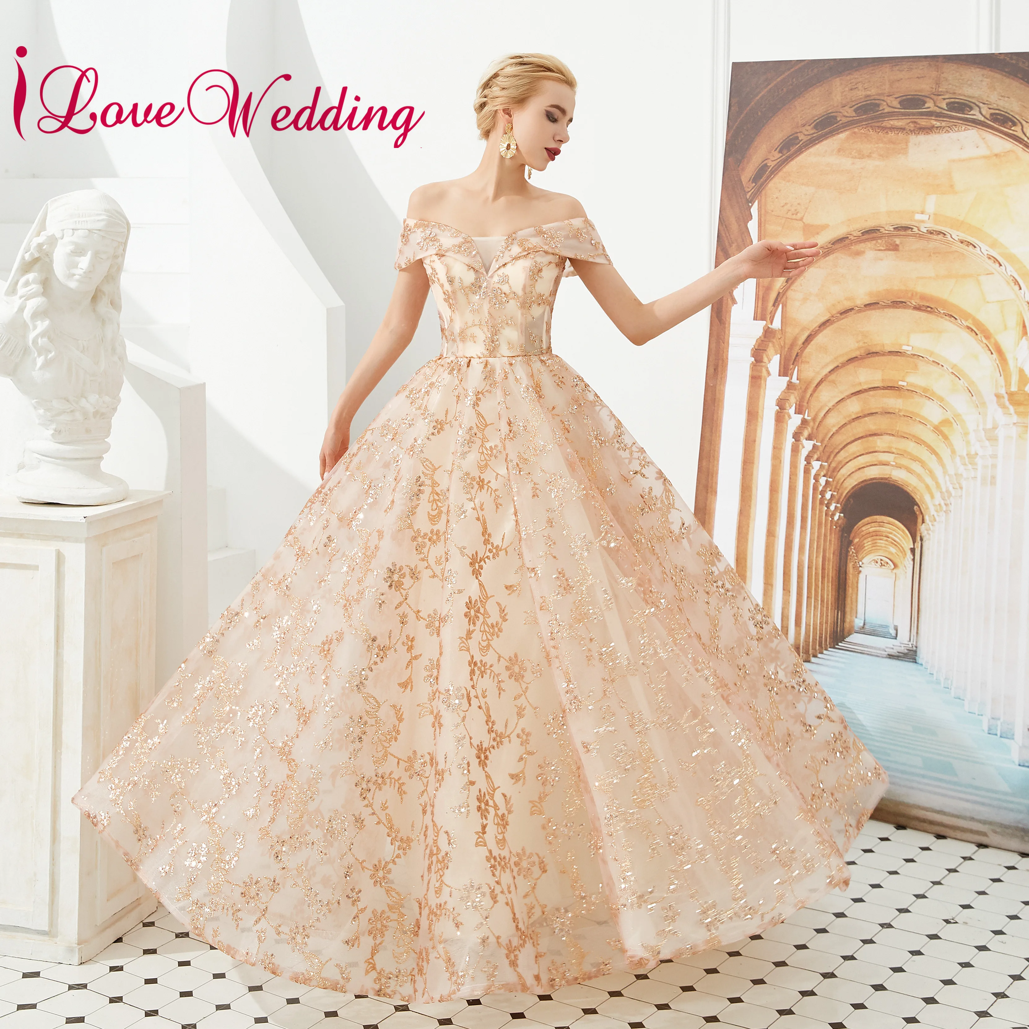 New Arrival 2019 Wedding Dresses Off the Shouler Gold Sequins Lace Custom made Formal Long Luxury Wedding Gown
New Arrival 2019 Wedding Dresses Off the Shouler Gold Sequins Lace Custom made Formal Long Luxury Wedding Gown