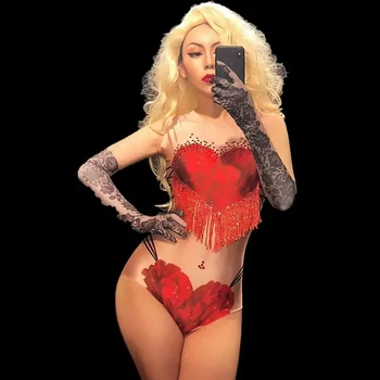 Sexy Red Tassel Rhinestones Flower Print Skinny Stretch Bodysuit Women Dance Costume Sexy Nightclub Party Show Outfit Stage Wear
Sexy Red Tassel Rhinestones Flower Print Skinny Stretch Bodysuit Women Dance Costume Sexy Nightclub Party Show Outfit Stage Wear
