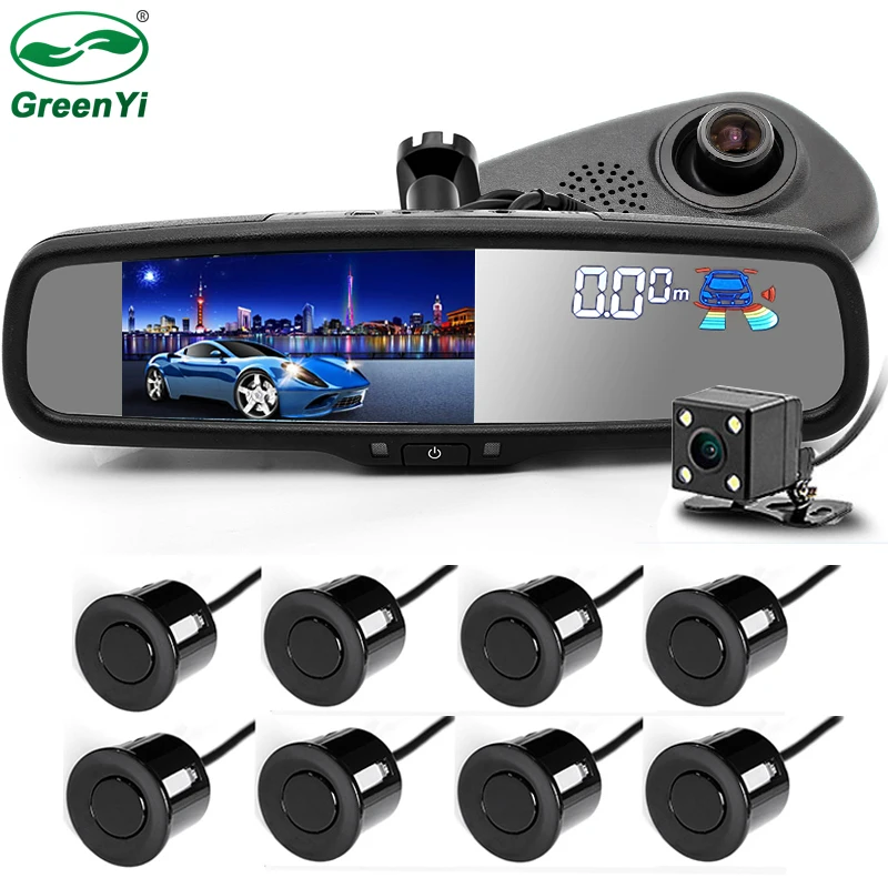 GreenYi 5" Car Camera DVR Dual Lens Rearview Mirror Video Recorder 1080P Automobile DVR Mirror with Front/Rear 8 Parking Sensor
GreenYi 5" Car Camera DVR Dual Lens Rearview Mirror Video Recorder 1080P Automobile DVR Mirror with Front/Rear 8 Parking Sensor