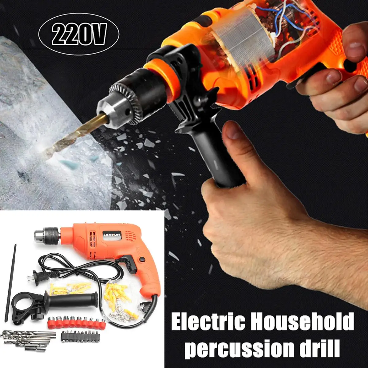 Percussion Electric Hammer Home Power Tools Impact Drill 220v Household Drill Multifunction Rotary Tool Drill Screwdriver
Percussion Electric Hammer Home Power Tools Impact Drill 220v Household Drill Multifunction Rotary Tool Drill Screwdriver