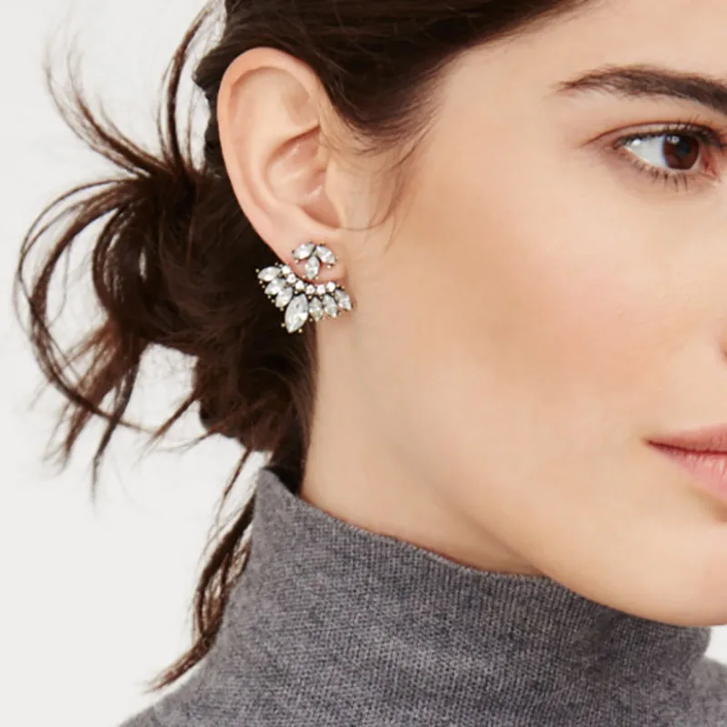 New Gothic Crystal Leaf Stud Earrings for Women White Crystal Boucle d'oreille Femme Bijoux Front Back Ear Jewelry
New Gothic Crystal Leaf Stud Earrings for Women White Crystal Boucle d'oreille Femme Bijoux Front Back Ear Jewelry
