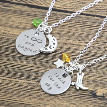 

24pcs/lot Toy Movie Inspired Friendship Necklaces Sheriff Woody & Buzz Lightyear Reach for the Sky To Infinity and Beyond