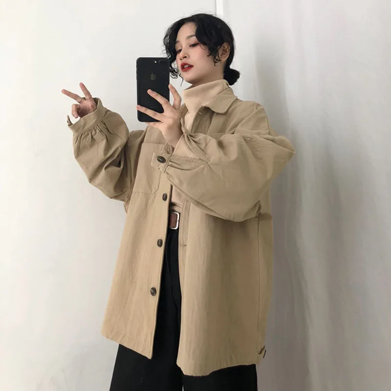 New Korean Spring Bf Large Size Female Jacket Solid Loose Harajuku Coats Lapel Collar Long Sleeve New Women Chic Jacket NO837
New Korean Spring Bf Large Size Female Jacket Solid Loose Harajuku Coats Lapel Collar Long Sleeve New Women Chic Jacket NO837