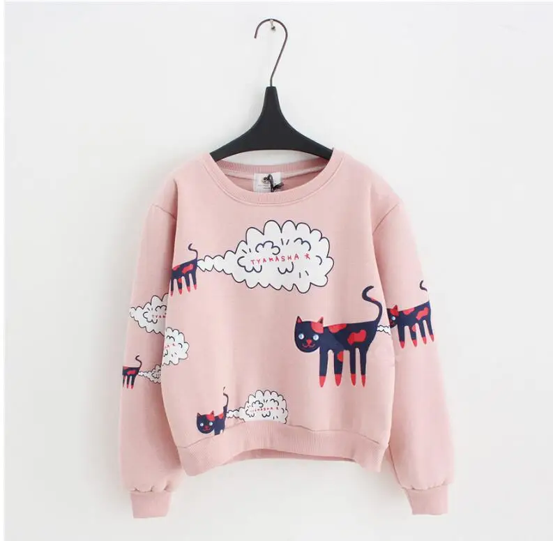 2018 Pink Spring Autumn Sweatshirt Women Tops Plus Size Loose Casual Kawaii Cartoon Cat Pattern Sweatshirts Pullovers Outerwear
2018 Pink Spring Autumn Sweatshirt Women Tops Plus Size Loose Casual Kawaii Cartoon Cat Pattern Sweatshirts Pullovers Outerwear