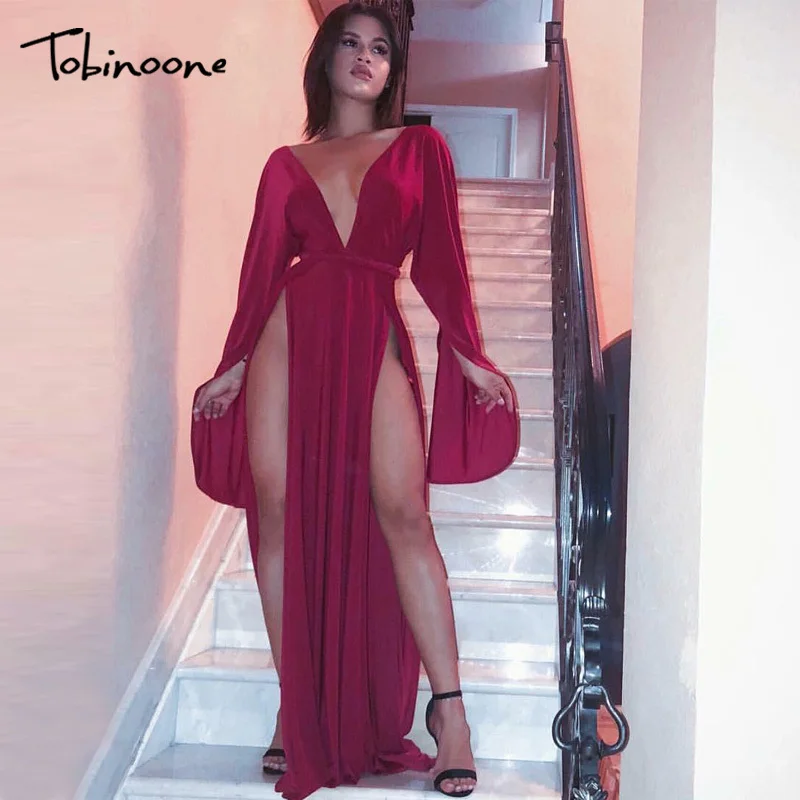 Tobinoone Fashion Vestidos Autumn Maxi Dress Women Deep V Neck Long Sleeve Backless Side Split Sexy Long Dress Sexy Casual Dress
Tobinoone Fashion Vestidos Autumn Maxi Dress Women Deep V Neck Long Sleeve Backless Side Split Sexy Long Dress Sexy Casual Dress