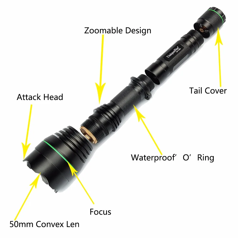 UniqueFire 1508-50 XREXPG 300 LM Rechargeable Compact LED Tactical Flashlight With Rechargeable 18650 Battery And Lumen Charger4
