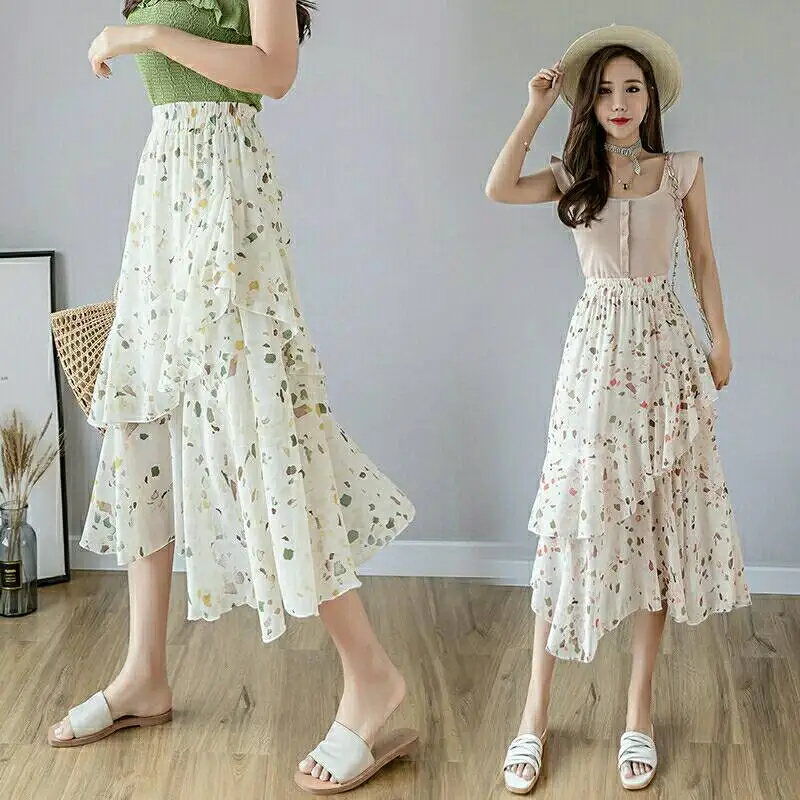 2019 summer new women clothes Korean Style ruffles chiffon floral mid-calf skirt women's bohemia skirt, A264
2019 summer new women clothes Korean Style ruffles chiffon floral mid-calf skirt women's bohemia skirt, A264