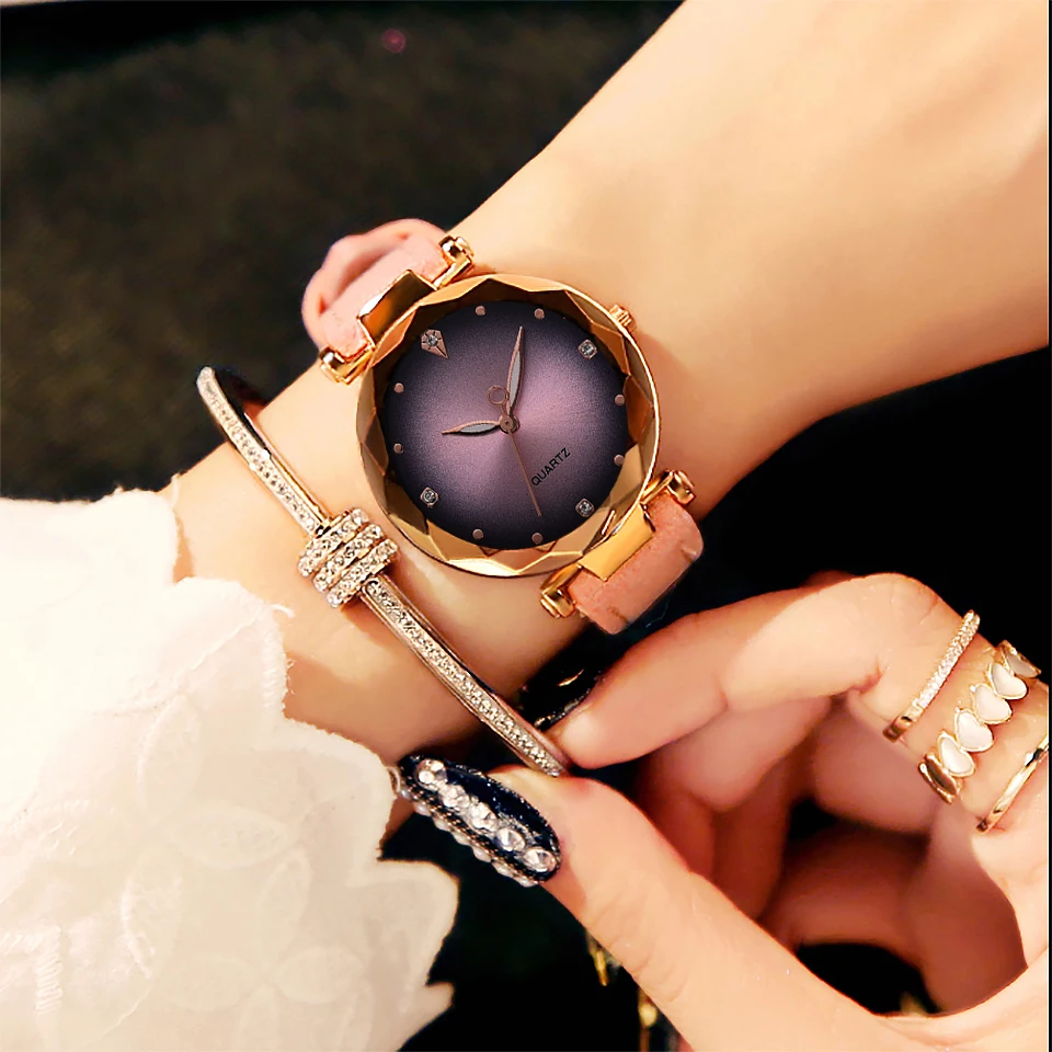 Лидирующий бренд новинка роскошные модные кожаные часы для женщин розовое