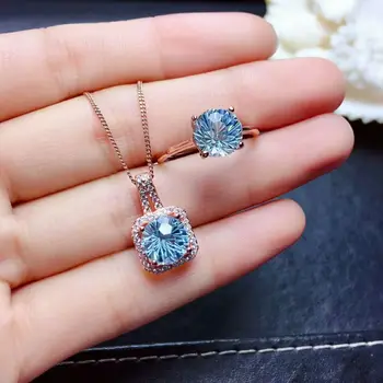 MeiBaPJ Natural Fireworks Sky Blue Topaz Jewelry Set 925 Pure Silver Ring Pendant Necklace 2 Suits Wedding Jewelry for Women
MeiBaPJ Natural Fireworks Sky Blue Topaz Jewelry Set 925 Pure Silver Ring Pendant Necklace 2 Suits Wedding Jewelry for Women