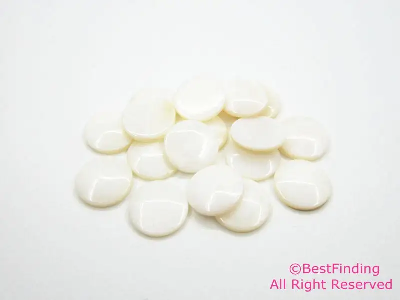 12mm Real shell cabochon Round 12mm flat back scallop -Qty.10pcs