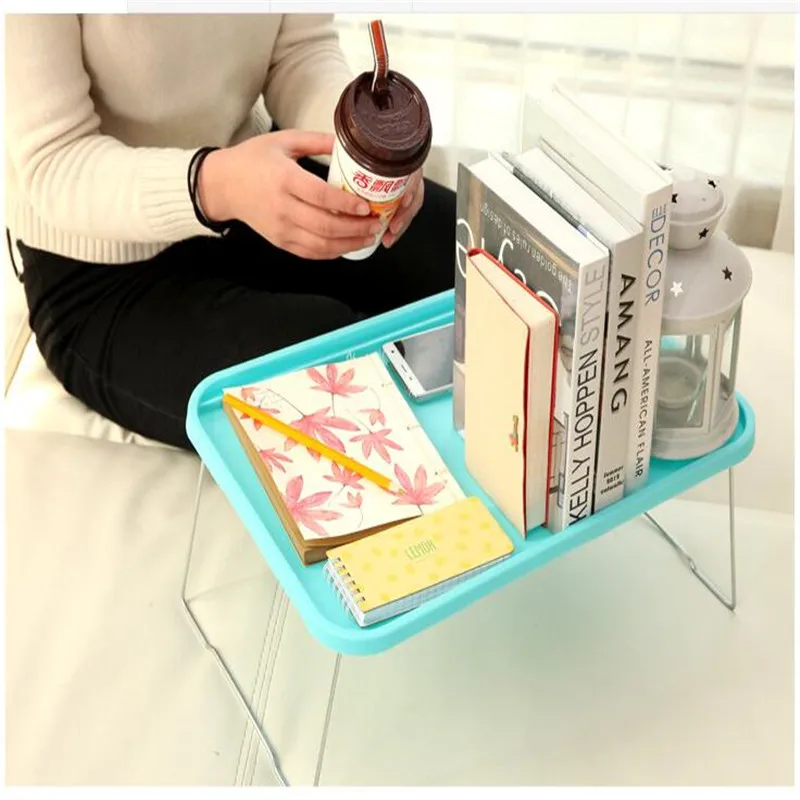 Image light fashion plastic notebook desk laptop table computer desk stand for bed office furniture Foldable small desk
