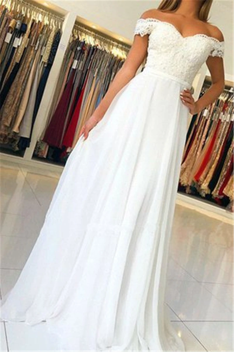 White Lace Chiffon Dress Elegant Sexy Off The Shoulder Vestidos De Festa Evening Party Dress Female Temperament Ball Gown Dress
White Lace Chiffon Dress Elegant Sexy Off The Shoulder Vestidos De Festa Evening Party Dress Female Temperament Ball Gown Dress