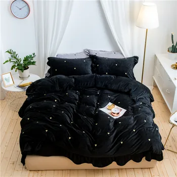 IvaRose black white stripe Thick Fleece fabric queen size warm winter bedding set duvet cover bed sheet pillow cases 4pcs kit
IvaRose black white stripe Thick Fleece fabric queen size warm winter bedding set duvet cover bed sheet pillow cases 4pcs kit