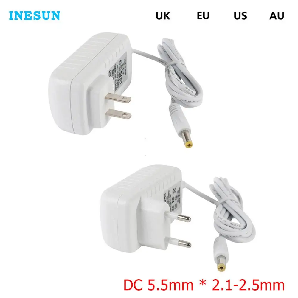 Inesun DC 12V 2A 2000mA AC 100V-240V Adapter Power Supply Transformer EU US AU UK Plug 5.5mm x 2.1-2.5mm for LED CCTV Camera
Inesun DC 12V 2A 2000mA AC 100V-240V Adapter Power Supply Transformer EU US AU UK Plug 5.5mm x 2.1-2.5mm for LED CCTV Camera