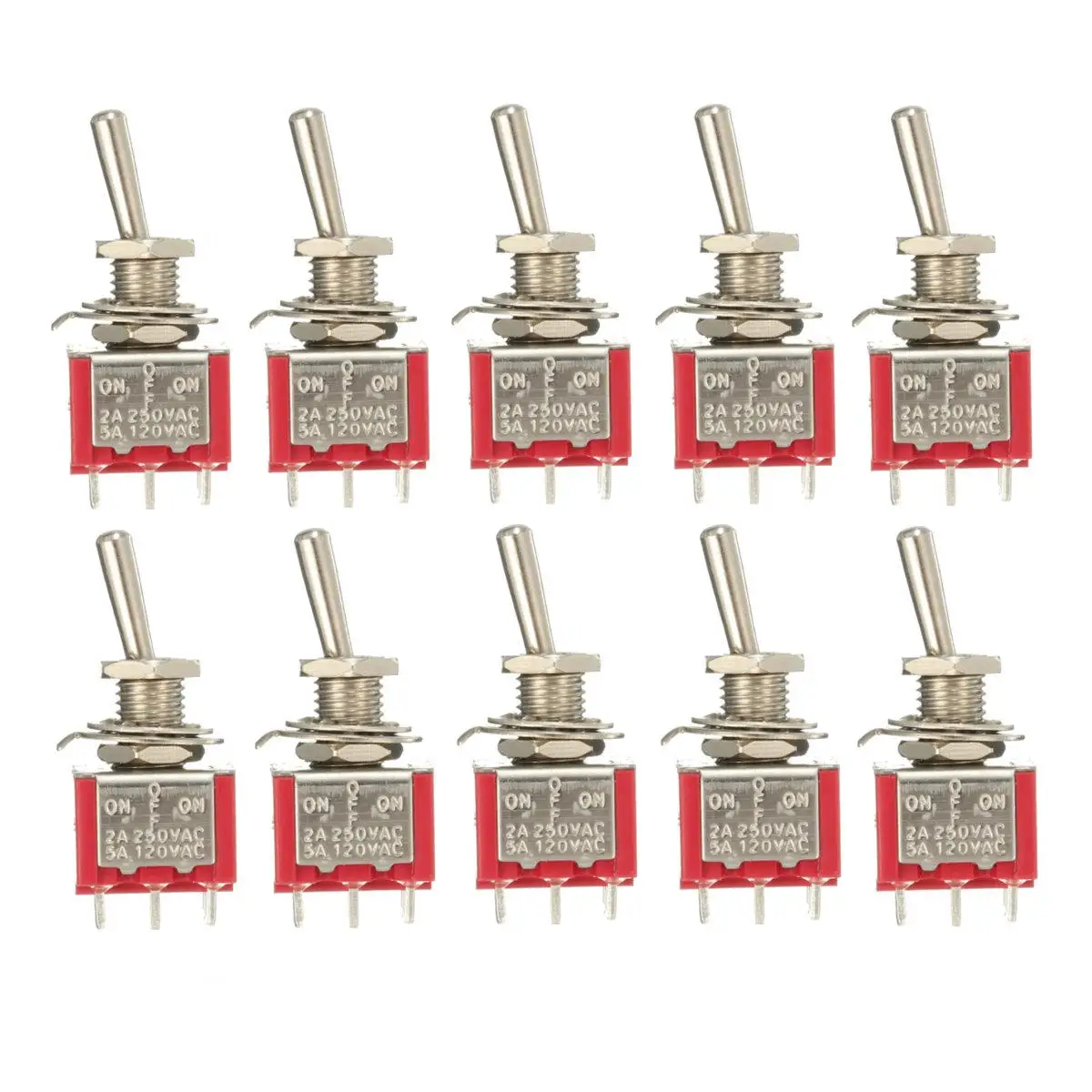 10pcs Red Toggle Switch DPDT On-Off-On 6 PINs 3 Position 5A 120Vac /2A 250Vac COD
10pcs Red Toggle Switch DPDT On-Off-On 6 PINs 3 Position 5A 120Vac /2A 250Vac COD