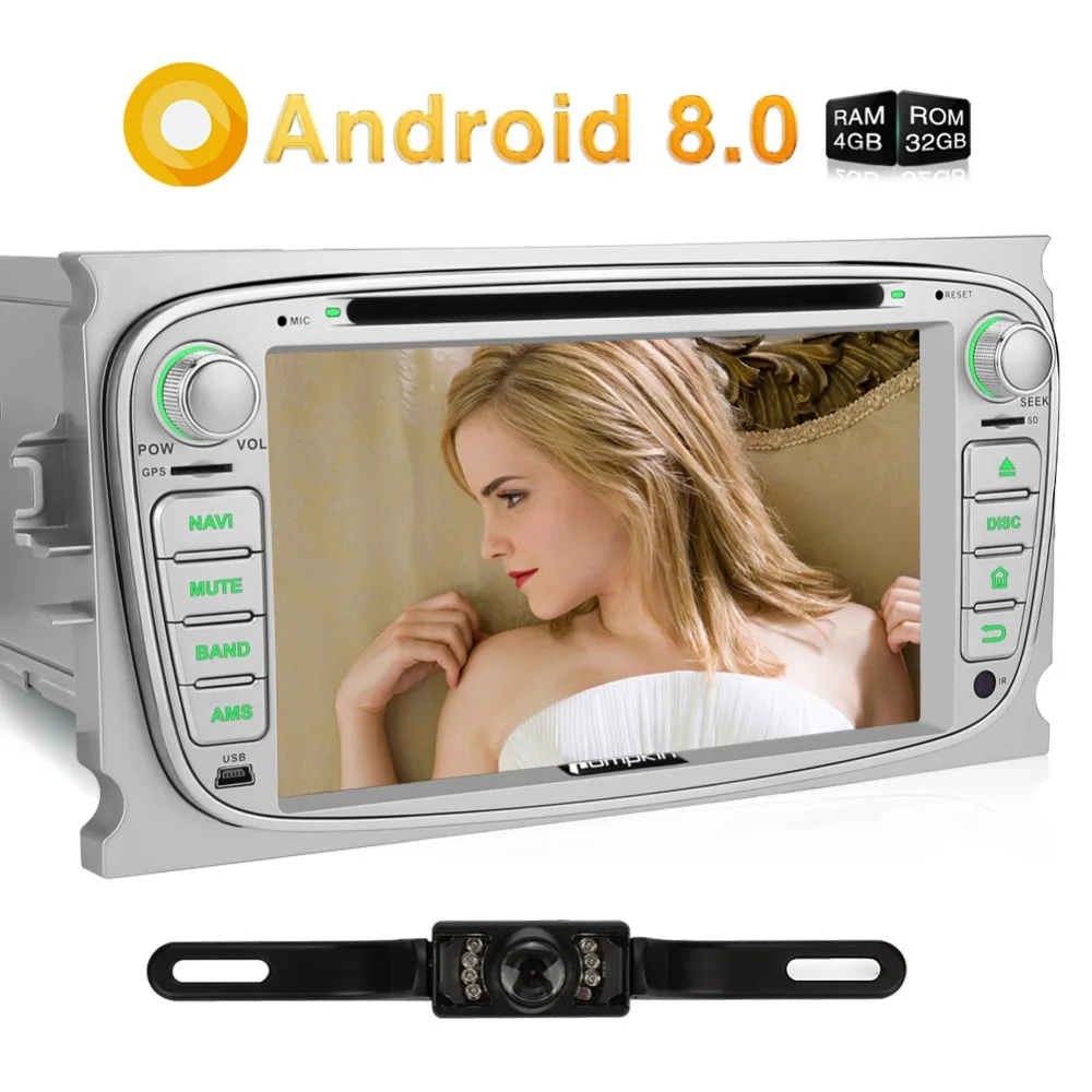 

Pumpkin2 Din 7" Android 8.0 GPS Navigation Car Stereo Audio DVD Player For Ford Focus/Mondeo 4GB RAM Wifi OBD2 FM Radio Headunit