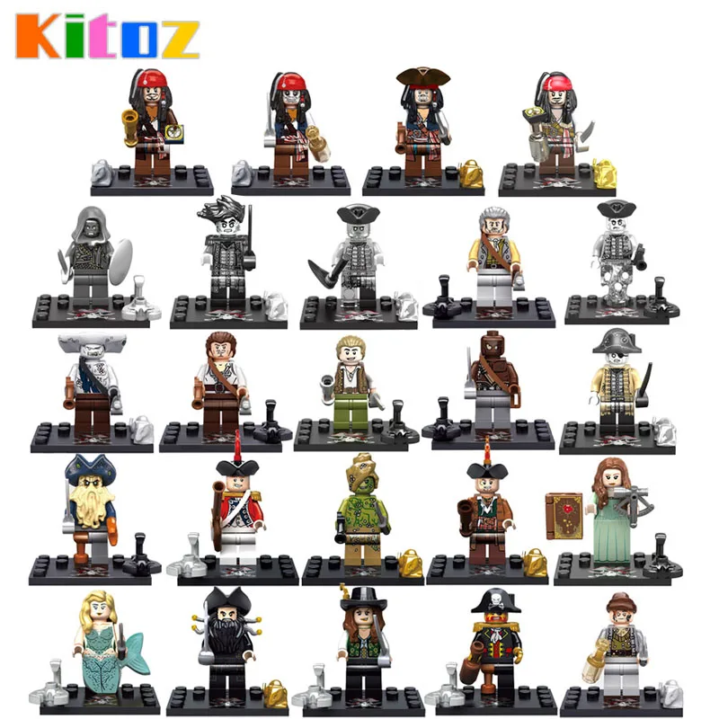 

Kitoz Pirates of the Caribbean Figure Captain Jack Sparrow Salazar Hector Barbossa Building Block Toy compatible with lego