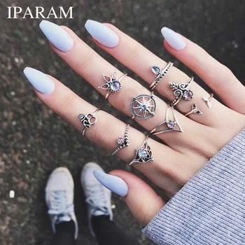 IPARAM 9 Pcs/set Bohemian Mermaid Tail Compass Yoga Water Drop Hollow Carved crystal Women Ring Set
IPARAM 9 Pcs/set Bohemian Mermaid Tail Compass Yoga Water Drop Hollow Carved crystal Women Ring Set