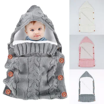 Winter Warm Baby Blankets Button Knitted Crochet Hooded Sweater Thick Warm Fleece Babies Swaddle Wrap Newborn Sleeping Cover Bag
Winter Warm Baby Blankets Button Knitted Crochet Hooded Sweater Thick Warm Fleece Babies Swaddle Wrap Newborn Sleeping Cover Bag
