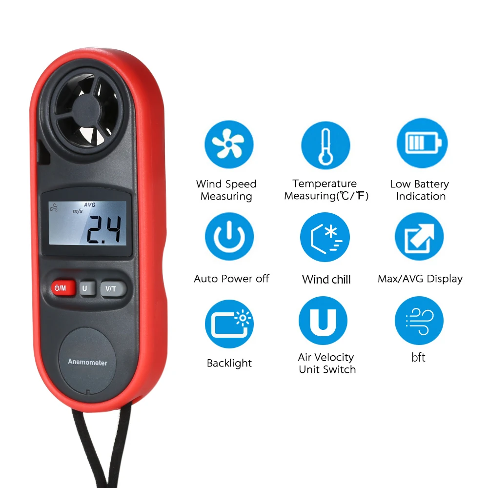 Mini Digital Anemometer Thermometer Handheld Anemometro Pocket Wind Speed Gauge Meter Air Wind Temperature Speed Measure Meter
Mini Digital Anemometer Thermometer Handheld Anemometro Pocket Wind Speed Gauge Meter Air Wind Temperature Speed Measure Meter