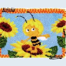 Diy kits gancho da trava tapete 3d impresso lona acessórios início agulha decor para o tapete bordado abelha espumoso floralkussen knooppakket(China)