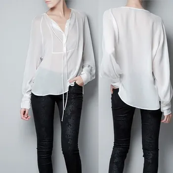 new fashion STUDIO design long-sleeve chiffon No collar pullover Loose women shirt
new fashion STUDIO design long-sleeve chiffon No collar pullover Loose women shirt