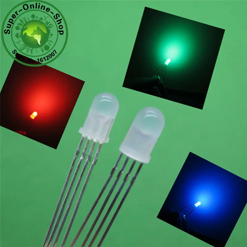 100 pcs LED 5mm RGB Diffused COMMON Cathode Red Green Blue 4Pins Tri Color Emitting Diodes F5 RGB Diffused LEDs LIGHT
100 pcs LED 5mm RGB Diffused COMMON Cathode Red Green Blue 4Pins Tri Color Emitting Diodes F5 RGB Diffused LEDs LIGHT
