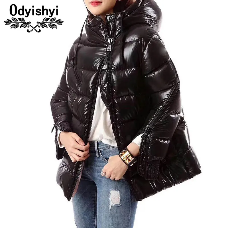 European Winter Down Coat Women Short Jacket Cloak type Diagonal Zipper Bright Thicken Loose Down jacket Female Plus size HS617
European Winter Down Coat Women Short Jacket Cloak type Diagonal Zipper Bright Thicken Loose Down jacket Female Plus size HS617