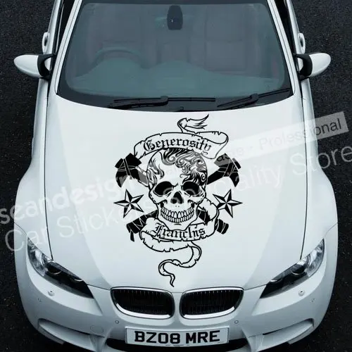 Фото Круто! Автомобильная наклейка Totem Skull G TT016 из ПВХ (черный белый красный серый цвет)