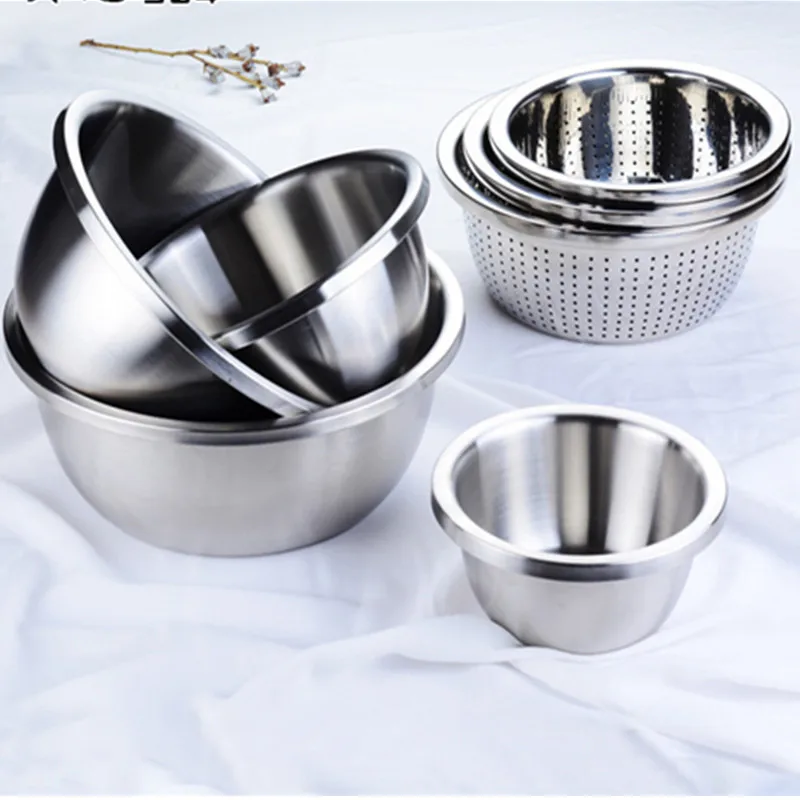 Multifunctional Stainless Steel Mixing Bowl Dough Cake Icecream Mixing Bowl Salad bowl Egg Beating Pan Drain Basin Multiple size
Multifunctional Stainless Steel Mixing Bowl Dough Cake Icecream Mixing Bowl Salad bowl Egg Beating Pan Drain Basin Multiple size