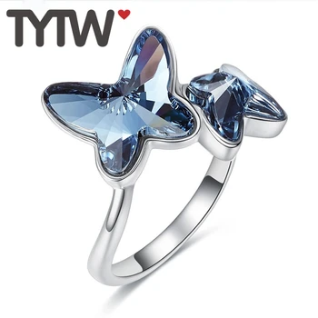 TYTW Romantic Crystals from Austrian S925 Sterling Silver Ring Anniversary Engagement Women Butterfly Free Size Cocktail Ring
TYTW Romantic Crystals from Austrian S925 Sterling Silver Ring Anniversary Engagement Women Butterfly Free Size Cocktail Ring