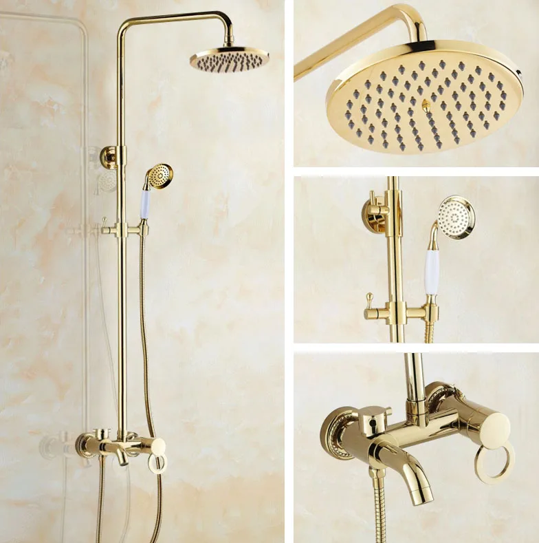 Luxury Polished Gold Color Brass Single Circle Handle Bathroom Round Rainfall Shower Faucet Set Bath Tub Mixer Tap mgf414
Luxury Polished Gold Color Brass Single Circle Handle Bathroom Round Rainfall Shower Faucet Set Bath Tub Mixer Tap mgf414