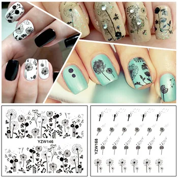 YZWLE 2 Patterns/Sheet Flying Dandelion Nail Art Water Decals Transfer Sticker YZW146&168