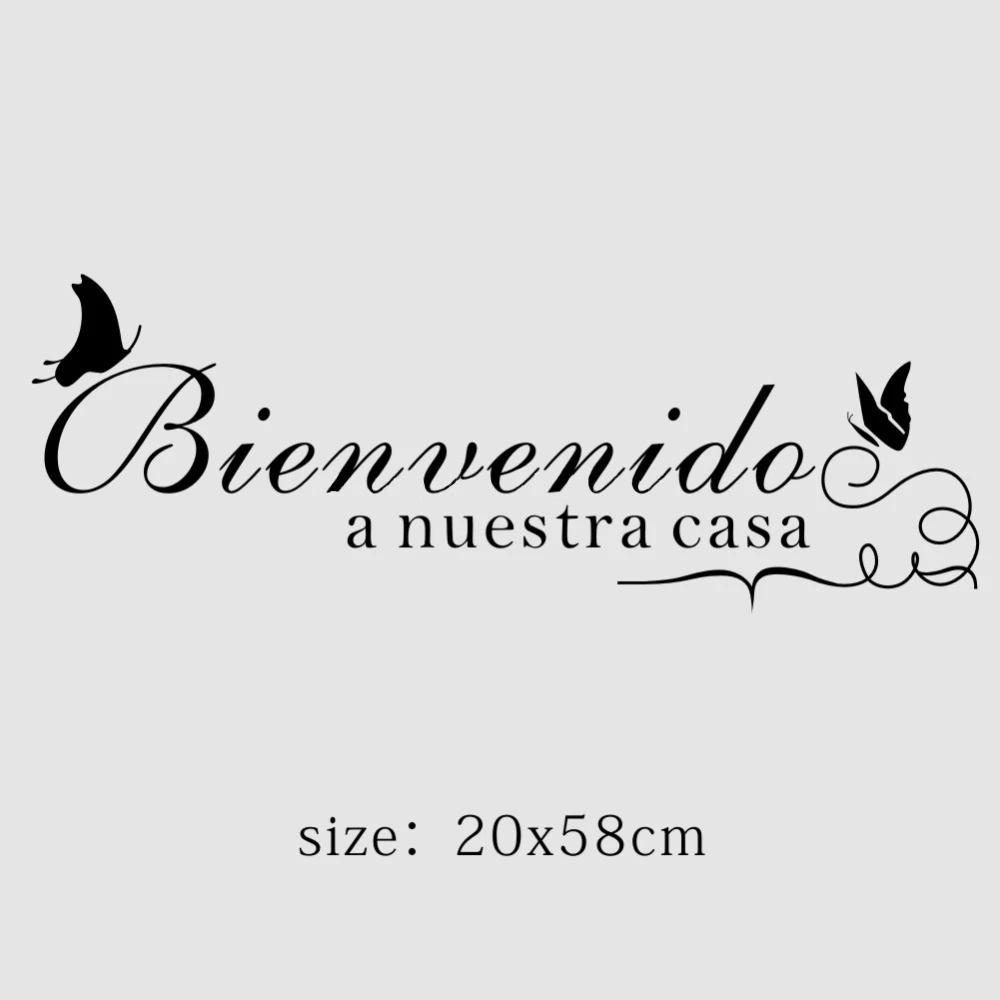 Spanish Welcom to Our Home Quotes Viny Wall Stickers Butterfly Decals Living Room Bedroom Windows Home Decoration
Spanish Welcom to Our Home Quotes Viny Wall Stickers Butterfly Decals Living Room Bedroom Windows Home Decoration