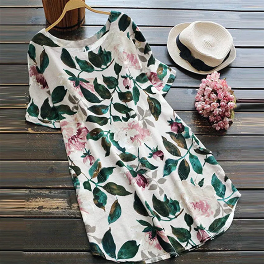 Summer Women Dress Lady Floral Print A-line Dress Summer O-neck Short-Sleeve Casual beach dress Plus Size
Summer Women Dress Lady Floral Print A-line Dress Summer O-neck Short-Sleeve Casual beach dress Plus Size